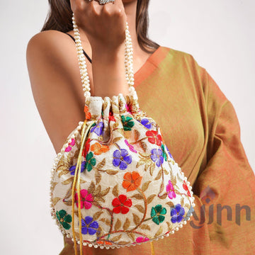 AYSR Boutique Fulwaari Multicoloured Embroidered Potli Bag