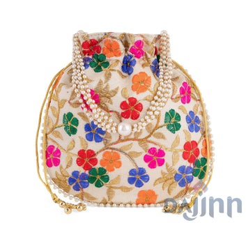 AYSR Boutique Fulwaari Multicoloured Embroidered Potli Bag