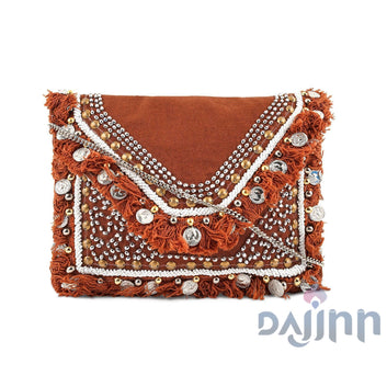 Boho Beat Coin and Tassel Drop Brown Banjara Bag