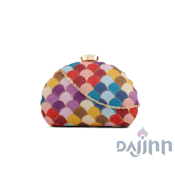 AYSR Boutique Arundhathi Multicoloured Scallop Applique Clutch