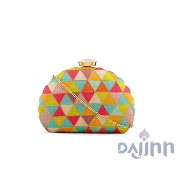 AYSR Boutique Parineetha Multicoloured Trianglular Mesh Applique Clutch