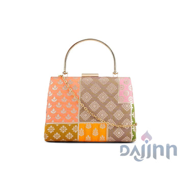 AYSR Boutique Parulatha Banarasi Print Applique Clutch