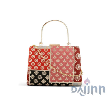 AYSR Boutique Pranithi Butidar Print Applique Clutch