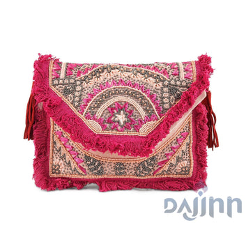 Pink Pixie Dust Tassel and Beads Banjara Bag