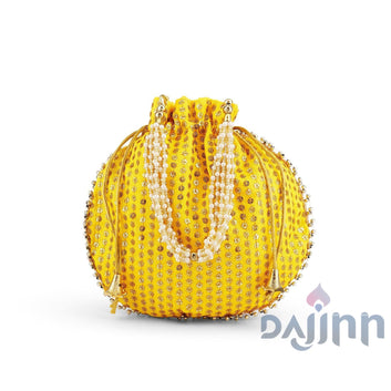 Rimjhim Gire Saawan Yellow Zari Embroidered Potli Bag