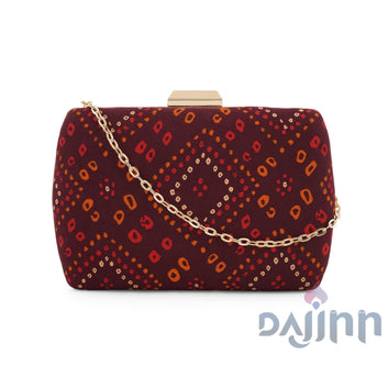 Maroon Magic Stone and Print Clutch