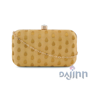 Heritage Hue Cream Brocade Fabric Clutch