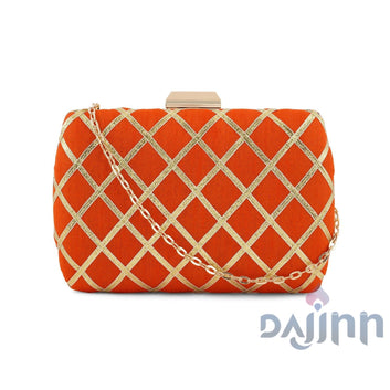 Crossing Paths Orange Fabric Clutch