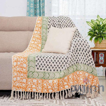 Tisva Block Print Sofa Throw