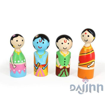 DaJinn Krishna Set Combo - Peg Dolls, Memory Cards & Story Books (4+ Years)