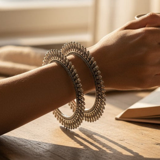 Zareen Square Filigree Pure Brass Oxidized Kada_1