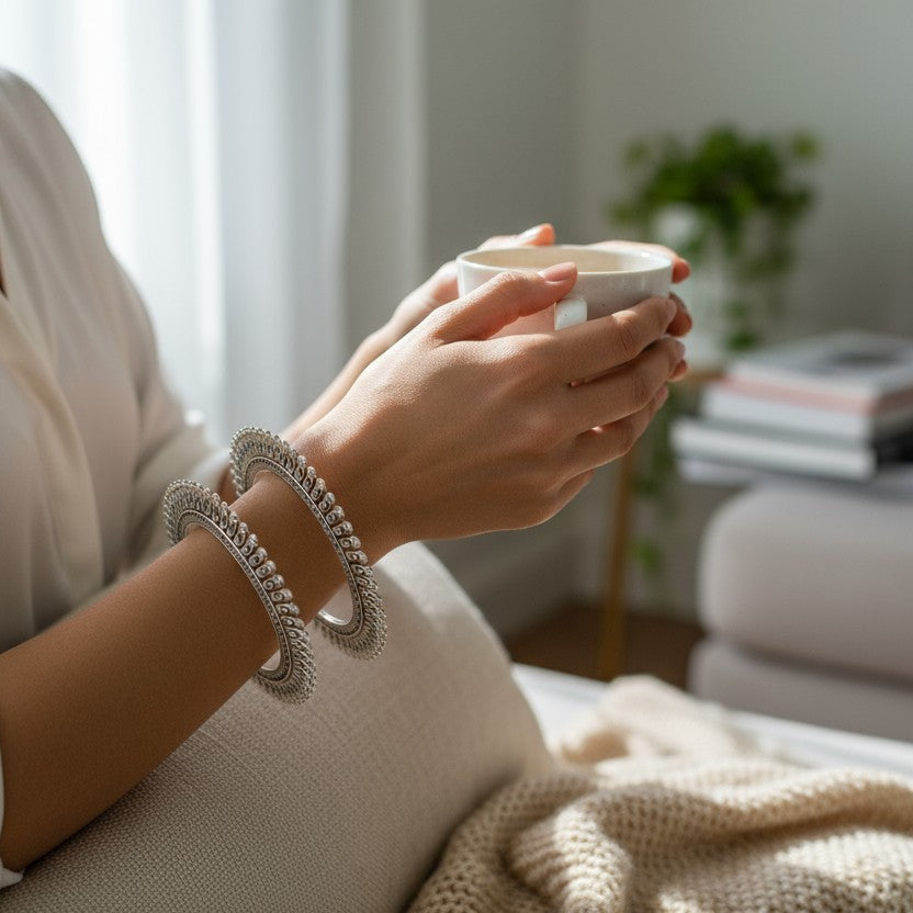 Zareen Square Filigree Pure Brass Oxidized Kada_7