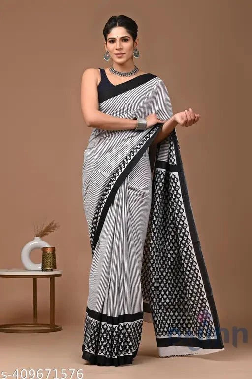 Grey Satin Saree with Embroidered Border