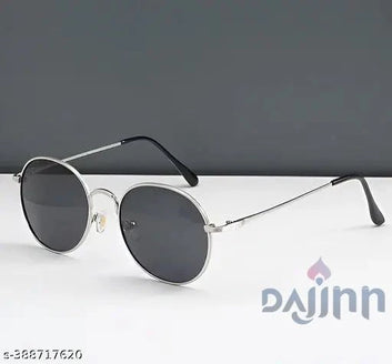 Dajinn Unisex Silver Metal Oval Sunglasses