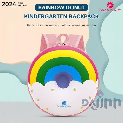 DaJinn Donut School Bag for Kids, Girls Boys Preschool Nursery Bag & Travel Bag for Children – Rainbow Pink