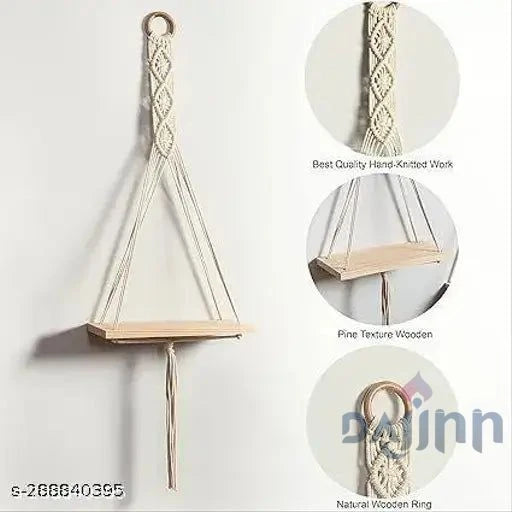 Dajinn Macrame Wall Hanging Shelves – Elegant Home Décor (Pack of 2)