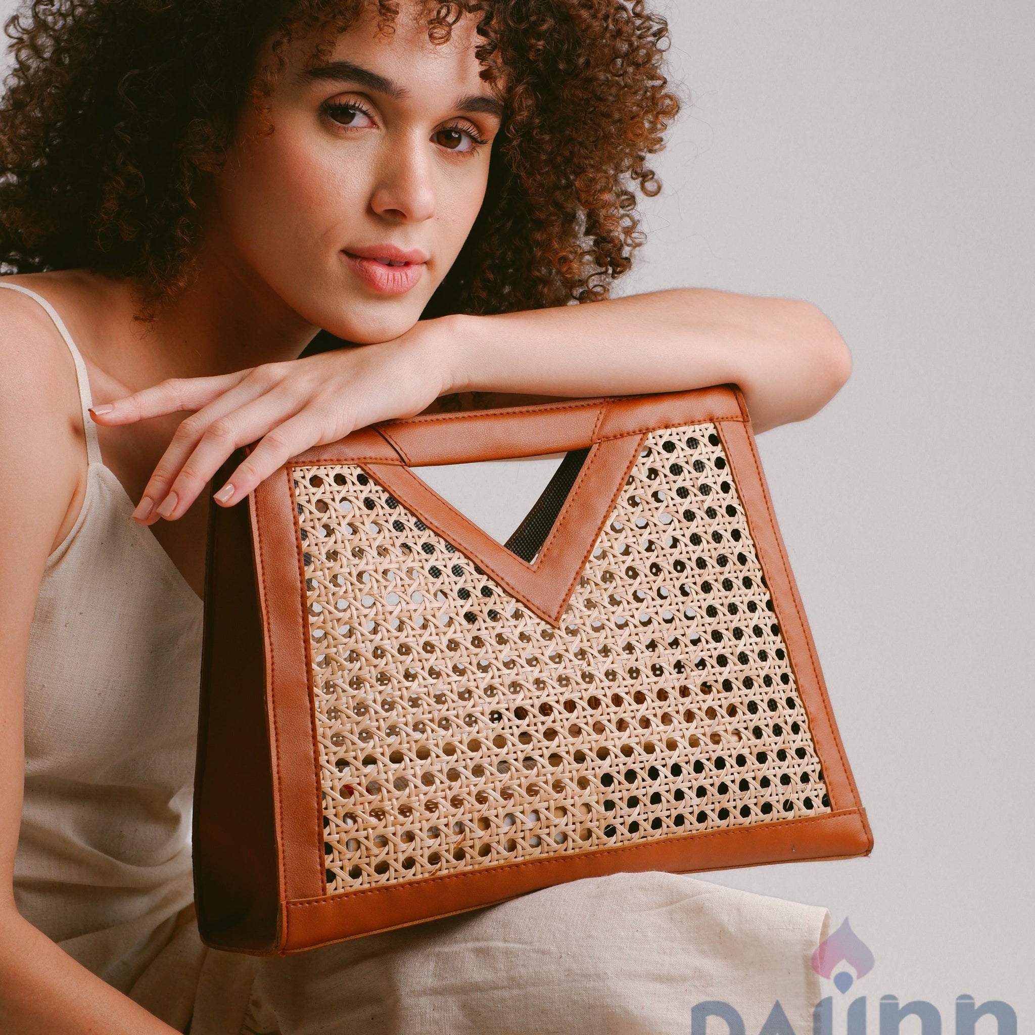 Dajinn Rattan Weave Tan Sling/ Tote