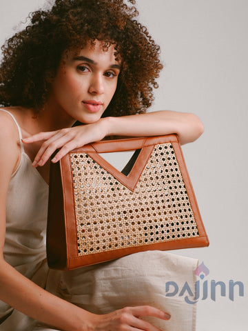 Dajinn Rattan Weave Tan Sling/ Tote