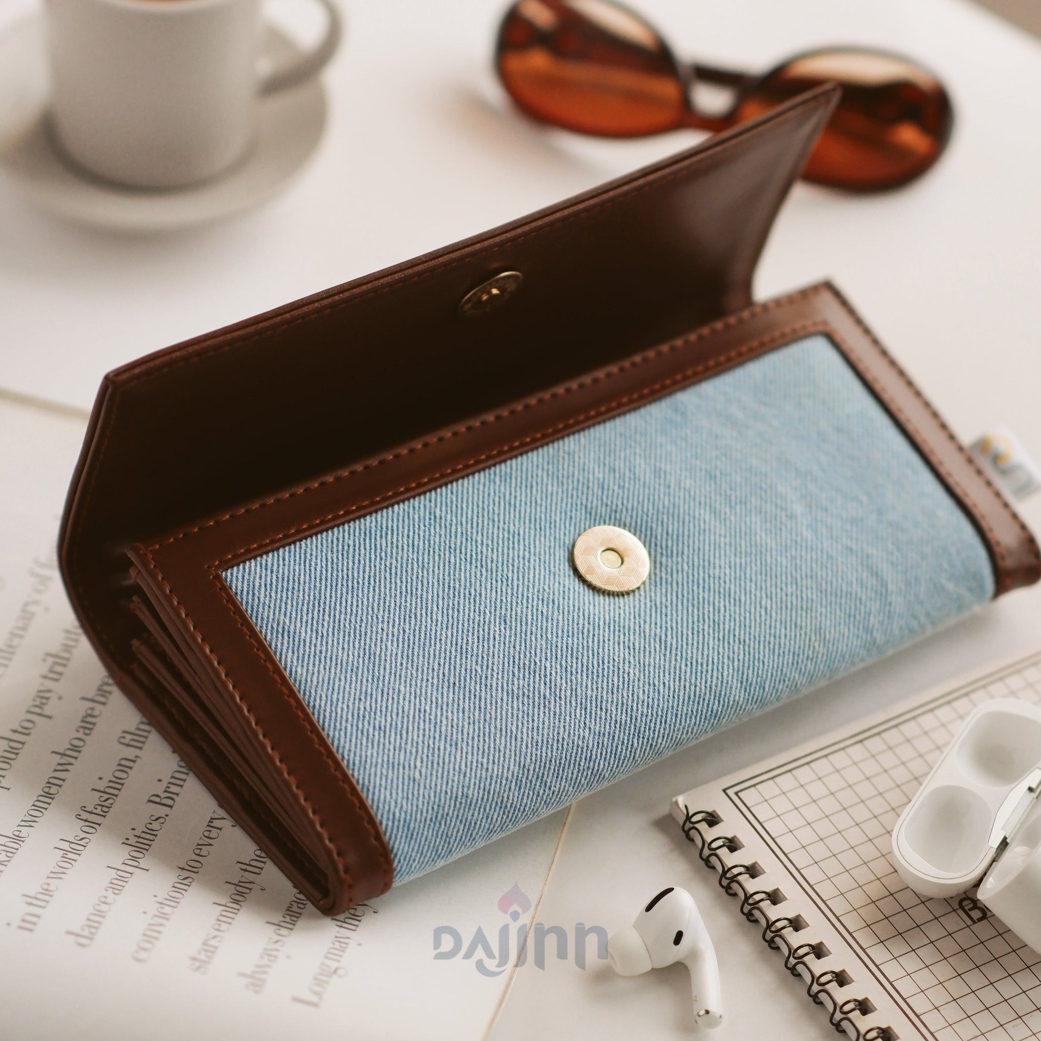 Dajinn Light Denim Accordion Clutch