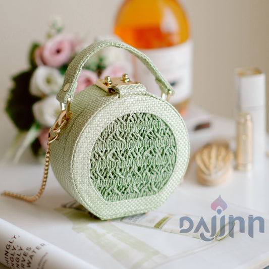 Dajinn Seafoam Raffia Minaudiere