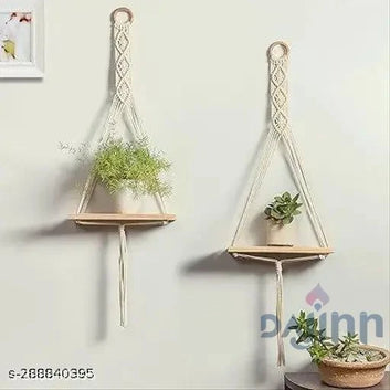 Dajinn Macrame Wall Hanging Shelves – Elegant Home Décor (Pack of 2)