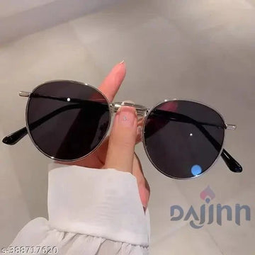 Dajinn Unisex Silver Metal Oval Sunglasses