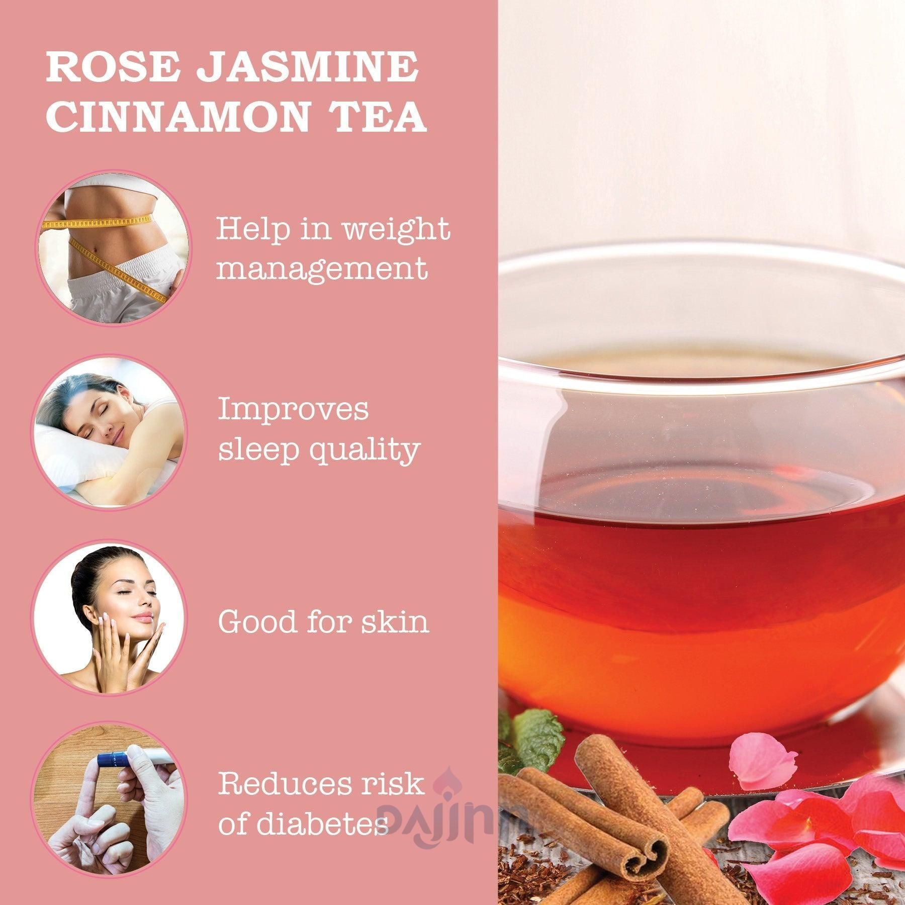 iorganic Rose Jasmine Cinnamon Tea, Stress Reduction Tea, Improved Sleep Tea, Immune Support Tea, Antioxidant Boost Tea