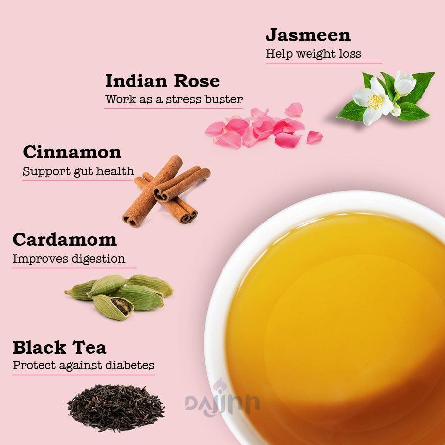 iorganic Rose Jasmine Cinnamon Tea, Stress Reduction Tea, Improved Sleep Tea, Immune Support Tea, Antioxidant Boost Tea