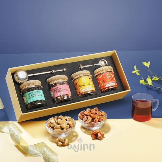 Sahaj Gift Box / Assortment of 6 Products / Organic Teas, Snacks & Teaware
