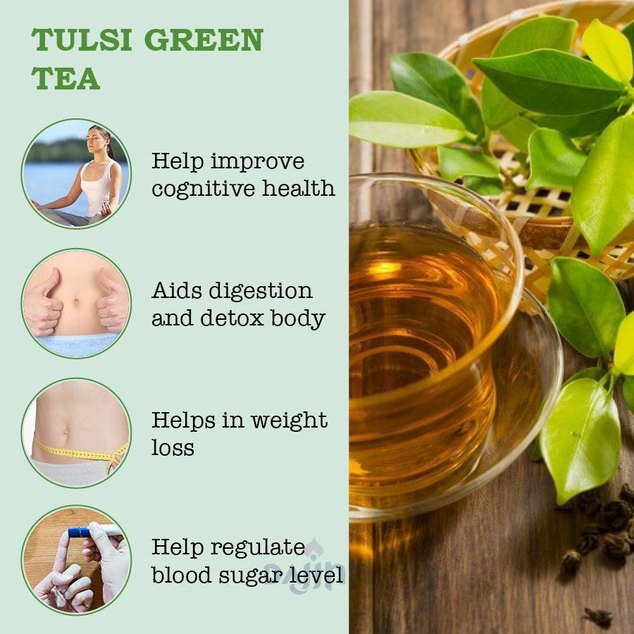 iorganic Tulsi Green Tea | Yoga Blend – For Wellness & Metabolism, Stress Reduction Tea, Improved Sleep Tea, Immune Support Tea, Antioxidant Boost Tea