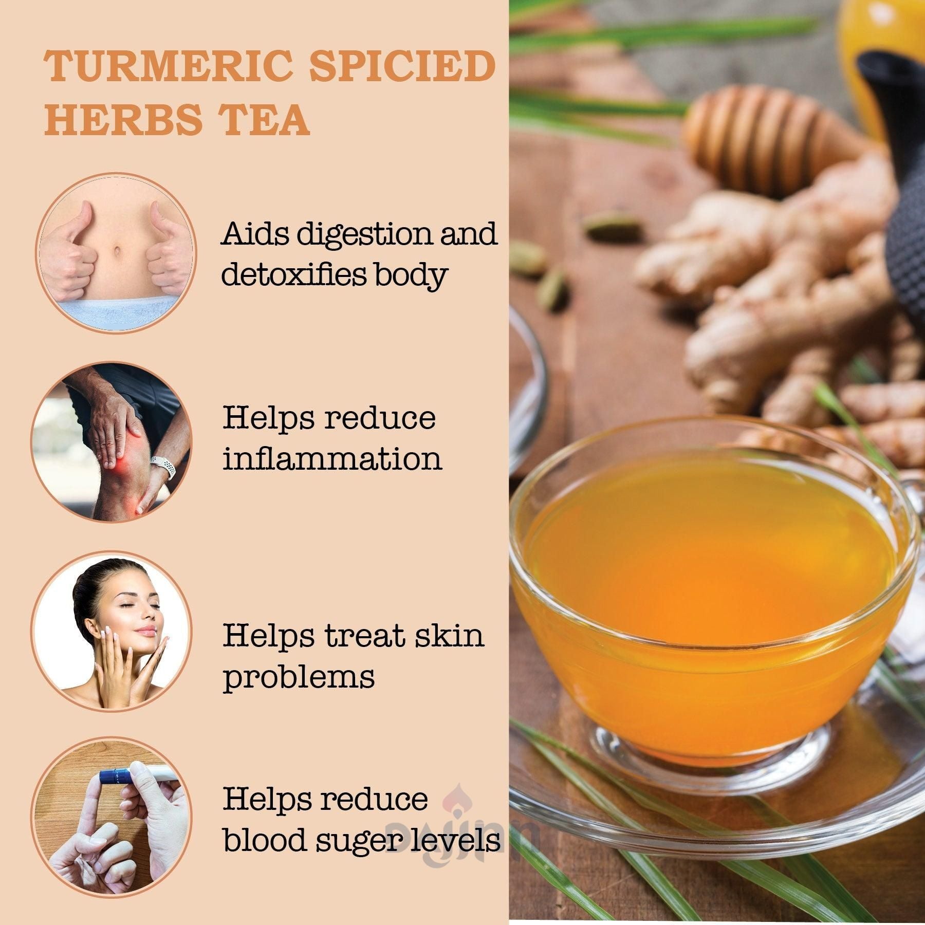 iorganic Turmeric Spiced Herbal Tea, Digestive Health Tea, Heart Health Tea, Immune Support Tea, Brain Health Tea